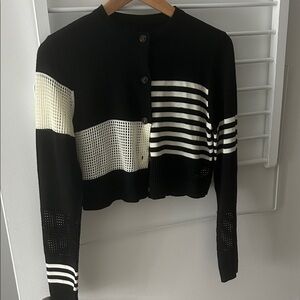 Black and White Striped Cardigan